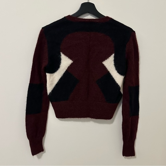Neil Barrett burgundy colorblock "Modernist Alpaca" mohair sweater size small - Picture 3 of 6